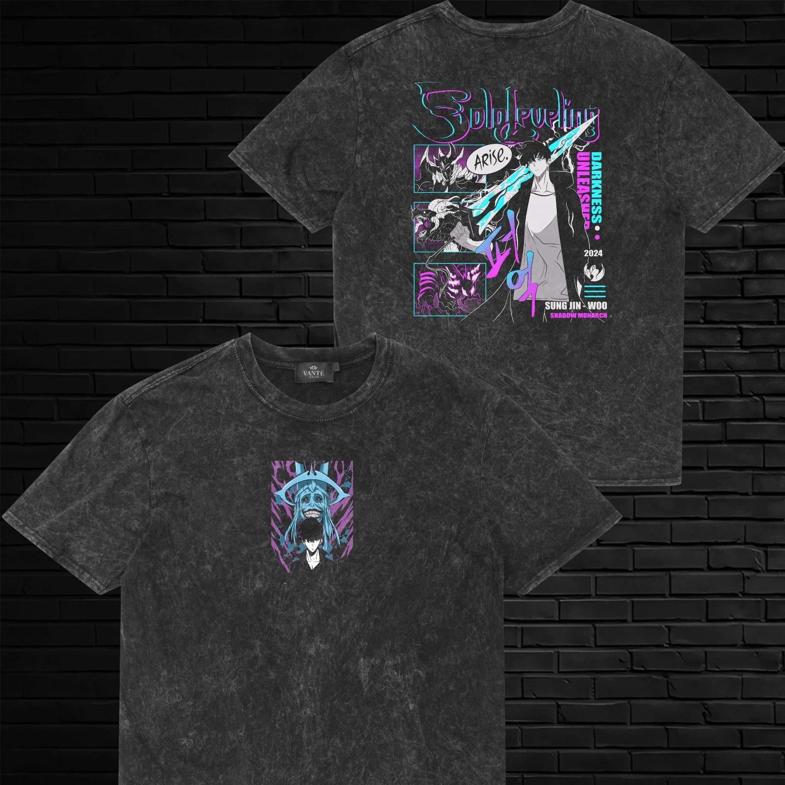 Sung Jinwoo Shadow Monarch T-Shirt Graphic Tee Mens Unisex Cotton Streetwear M
