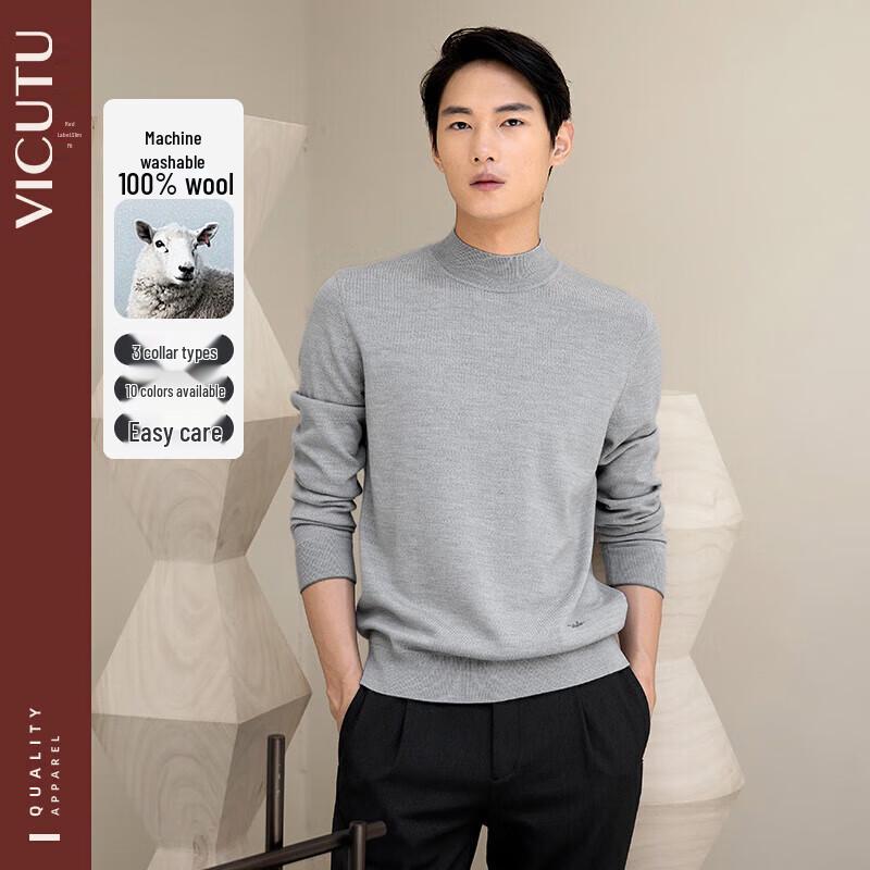 

VICUTU Men s Slim-Fit Machine Washable Wool Sweater