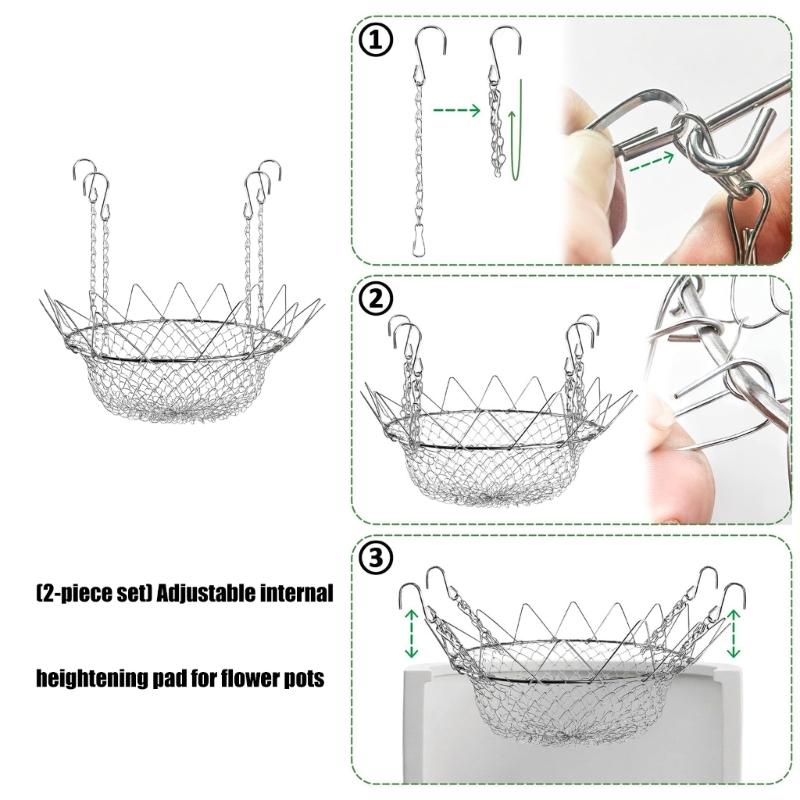 2 Pieces Decorative Flower Pot Holders Featuring Flexible Ropes For Perfect Plant Placement In Various Vessels