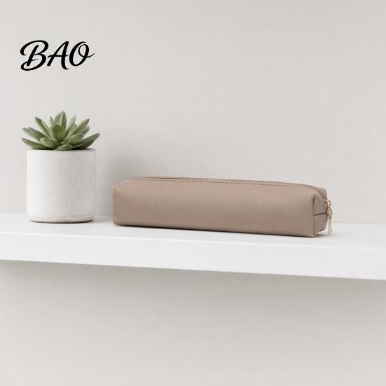 PU Leather Pencil Bag Minimalist Case, Multi-Functional Stationery Storage with Smooth Metal Zipper, Water Travel Pouch & Stain Resistant Pen