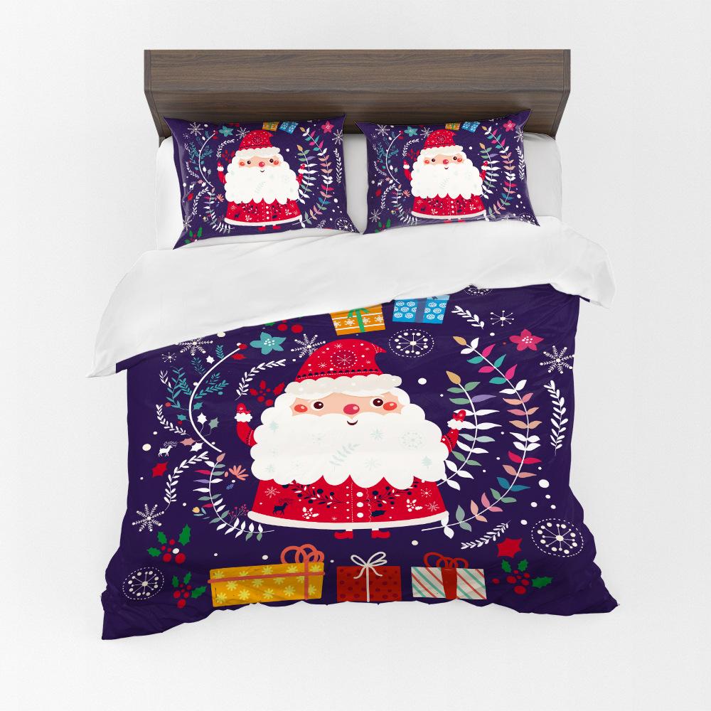 Digital Printing 3D Christmas Main Body Quilt Cover Three-Piece Set International Station Quilt Cover Pillowcase European And American Sizes