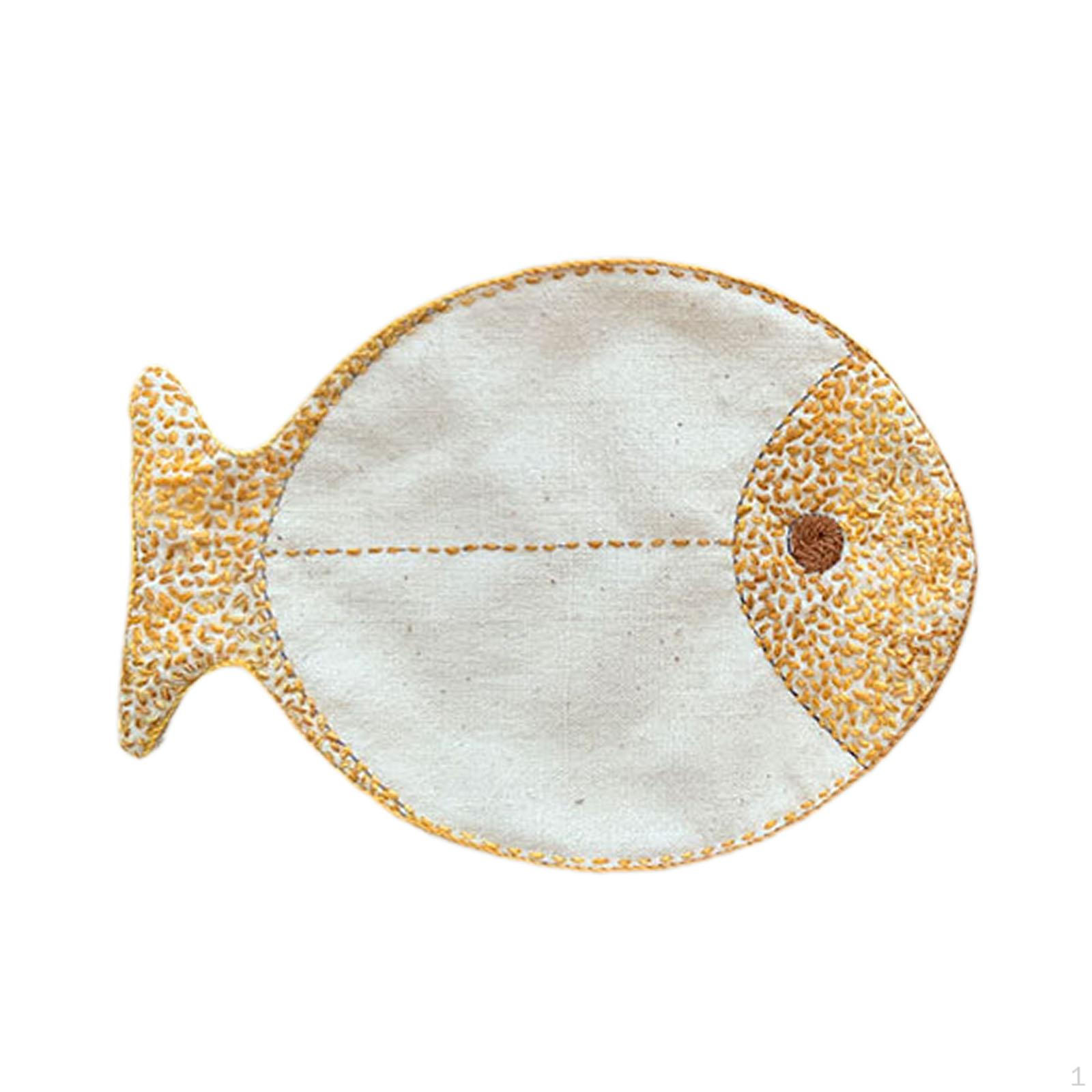 

Чайный коврик DIY Sashiko Набор для вышивания Нитки для практики Набор в форме рыбы коричневый