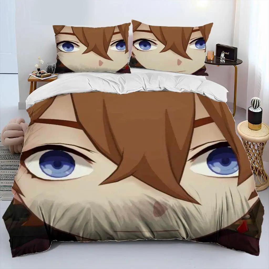 Anime Genshin Impact Game Bedding Set Boys Girls Twin Queen Size Duvet Cover Pillowcase Bed Kids Adult Home Textileextile