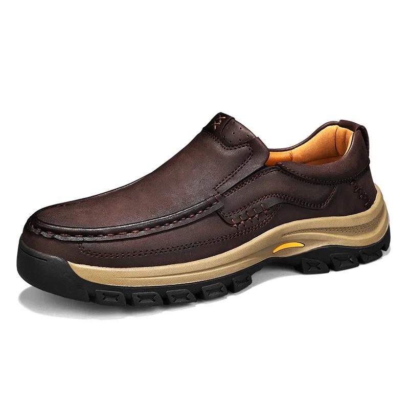 Fashion New Slip On Shoes Man Non-Slip Casual Leather Shoe for Men Walking Outdoor Hiking Footwear Classic Comfy Loafers Large Size 48
