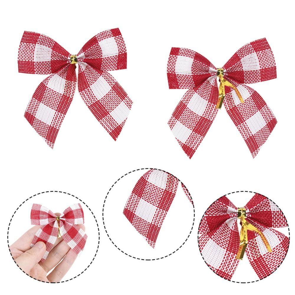 25pcs Christmas Tree Decorations Christmas Gold Dust Bows Hanging Bowknot New Year Christmas Tree Printed Bow Navidad Decor