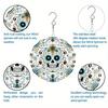 Metal Wind Spinner Chime Outdoor Hanging Garden Decor with Floral Skull Design Perfect for Halloween Christmas Thanksgiving Blue Green