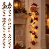 Warm Glowing Christmas Wall Decorations Door Hanger, Quilted Fabric Santa Snowman Tree Gingerbread Hanging Outdoor Porch Decoration for Holidays Light