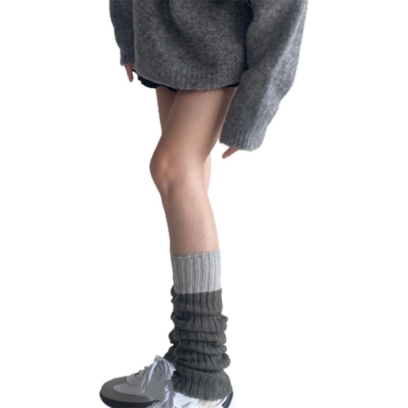 Campus Style Leg Warmers Gothic Knit Long Socks Leggings Gaiters Autumn Winter Cuffs Ankle Heaps Socks