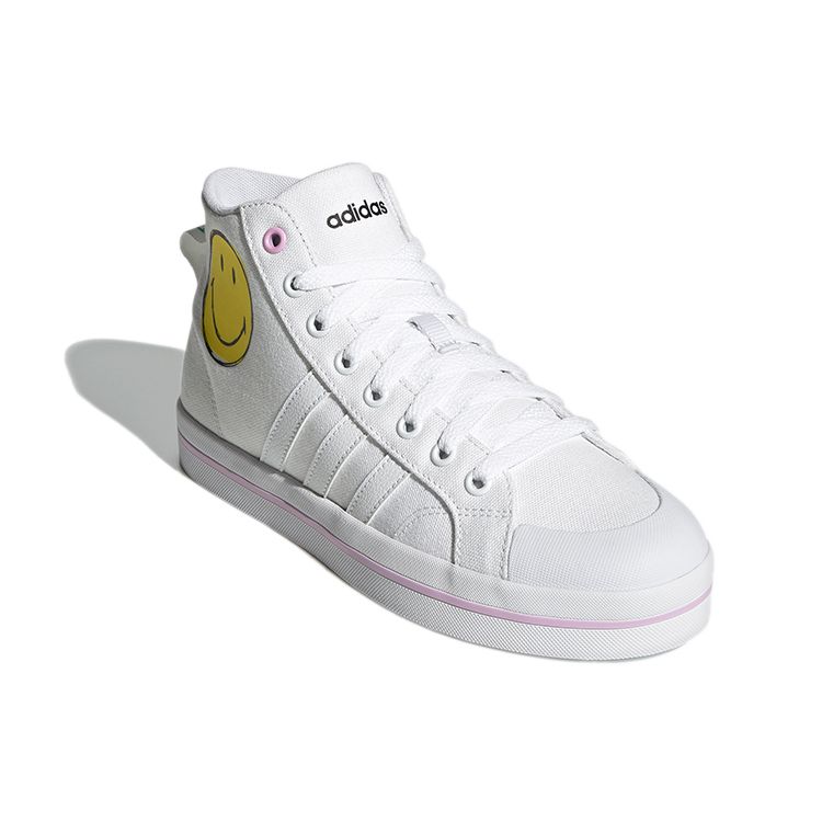 Adidas Neo Bravada Mid Slip Resistant Durable High Top Skate Shoes Women Sneakers White Yellow G54951