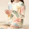 Autumn and Spring Long-Sleeve Women's Home Wear Pants Cartoon Set Pajamas for Ladies