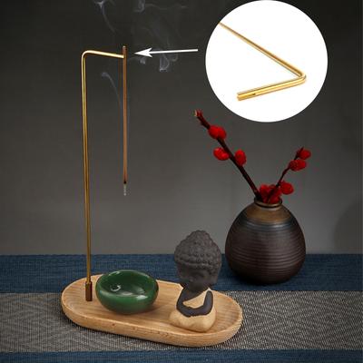 1PC Brass Smoke Backflow Incense Holder With Wooden Incense Tray Ceramic Ash Catcher