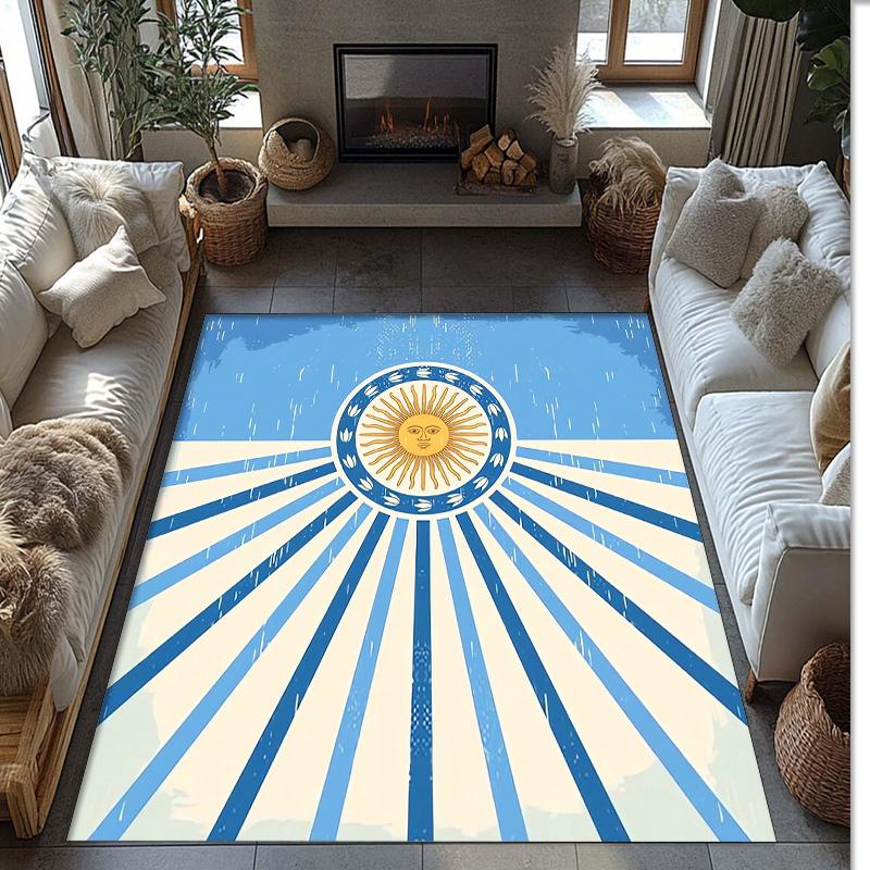 Tappeto in Flanella Stampato Squadra Nazionale di Calcio Argentina Antiscivolo Morbido Poliestere Tappeto per Pavimento Tappetino Decorativo per Interni per Camera da Letto Soggiorno Divano