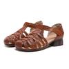 Neue Damen Sandalen Keilabsatz Geflochten Retro Römische Sandalen Damen Echtes Leder Durchbrochen Bequeme Schuhe Damen