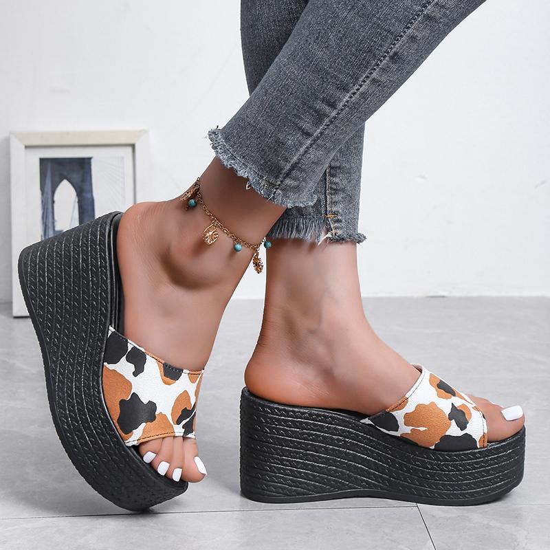 Sequin Slippers Women's 2024 Bling Wedge Platform Slippers Summer Beach Casual Slides Woman Shoes Plus Size 43 Open Toe Footwear