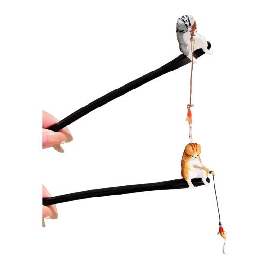 Hair Stick Cat Fishing Decor Hair Stick Chinese Style Easy Clip Design Women Girl Hair Pin Hair Accessories
