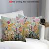 2D Digitally printed vibrant plant flower pattern pillowcase, durable polyester fiber with zipper for bedroom, living room and sofa decoration