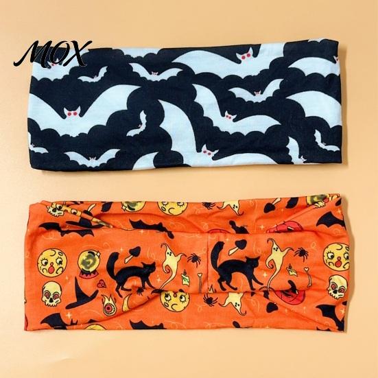 Stretchy Fitness Headband Halloween Headbands for Women, Cute Pumpkin Ghost Bat Cat Skeleton Wide Hair Bands, Breathable Sports Non-Slip Headbands,
