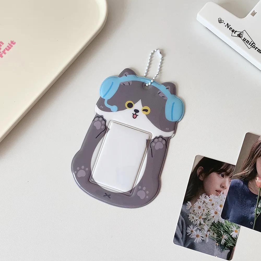 Cartoon Animal Photocard Frame for Girls Kawaii Penguin Fox Photocard Holder Kpop Idol Card Sleeves with Chain Mini Photo Album