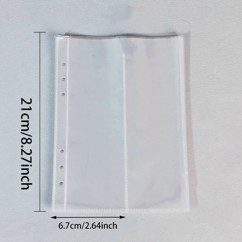 A5 PVC Binderhülle 6-Ring Doppel-Druckknopfverschluss Kantenumschlagenes Transparentes Design Notizbuch-Organizer zur Aufbewahrung von Papierdokumenten