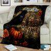 1PC Custom Name Halloween Raven Pumpkin Outdooor Flannel Blankets Throw Blanket All-Season Throw Gift Bedspread for Couch, Bed, Camping Holiday Birthd