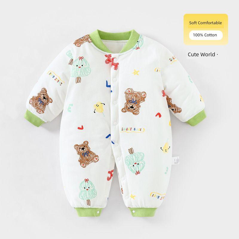 Clothes for Autumn and Winter, Thickened Cotton-Padded Romper for Boys and Girls, Pure Cotton Class a Jumpsuit, Outdoor Crawling Clothes, Winter Wear