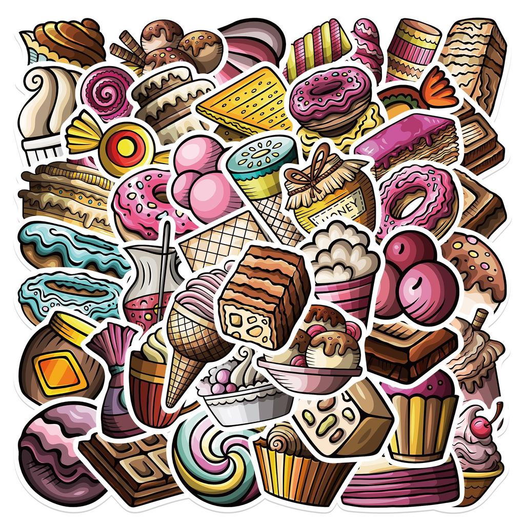 67 Cartoon Candy Dessert Stickers for Decorating Suitcase Pen Guitar Notebook Waterproof Hot Stickers