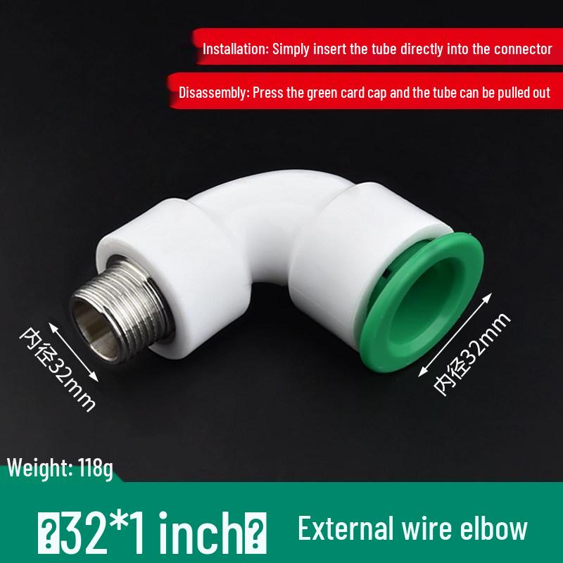 PPR Water Pipe Quick Connector, 4 & 6 Points, No-Melt, Direct Plug-In, 20/25 PE for Cold/Hot Water