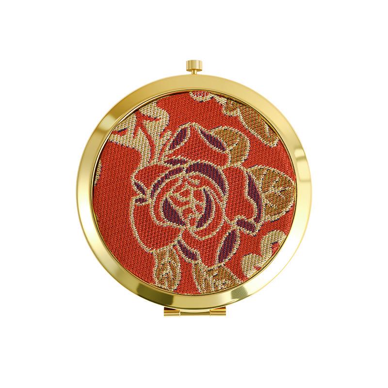 Handmade Imitation Song Brocade Makeup Mirror: Ancient Style Chinese Portable Mirror, Dragon Boat Festival Gift