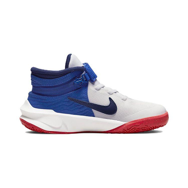 Nike Team Hustle D10 FlyEase PS Weiß Game Royal Kinder-Sneaker Summit-White Bright-Crimson Midnight-Navy DD7302-103