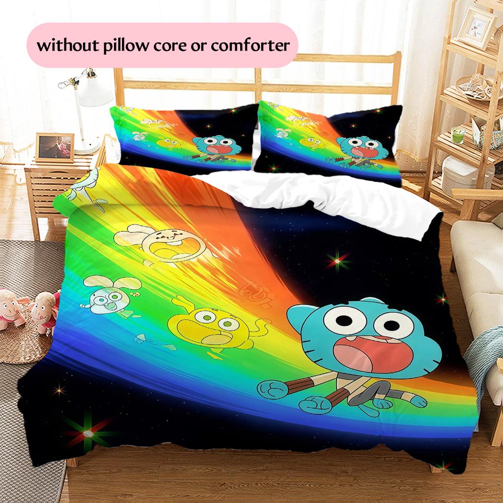 The Amazing World of Gumball Pattern Bedding Quilt Set Home Decoration Gift (1 * duvet cover + 2 * pillowcase without core)