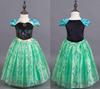 ANONIE Princess Dress Cosplay One Piece Kids Costume Frozen Anna Dress Girls Princess Birthday Christmas Gift Luxury 6 Piece Set Green 110-3