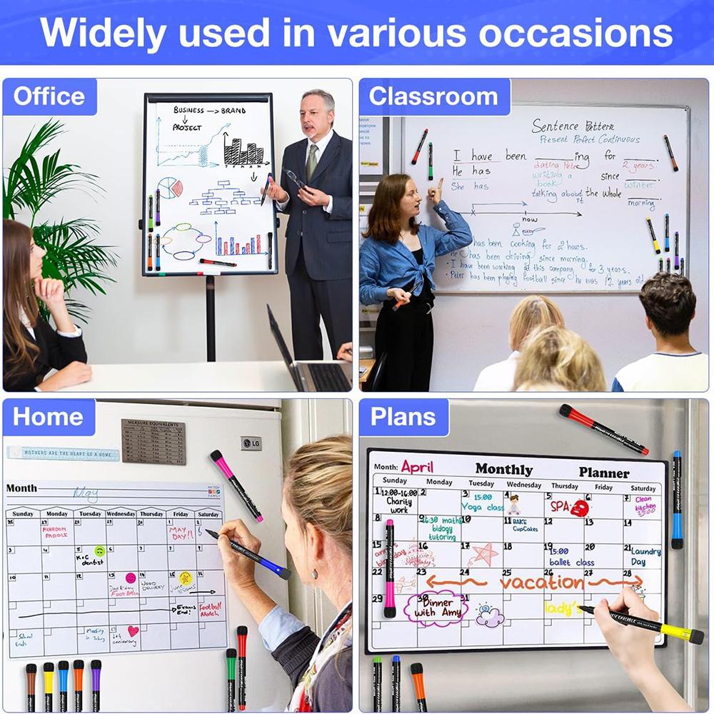Magnetic Dry Erase Markers Fine Tip Point Whiteboard Markers Children's Erasable Water-Based Marking Pen for School Supplies