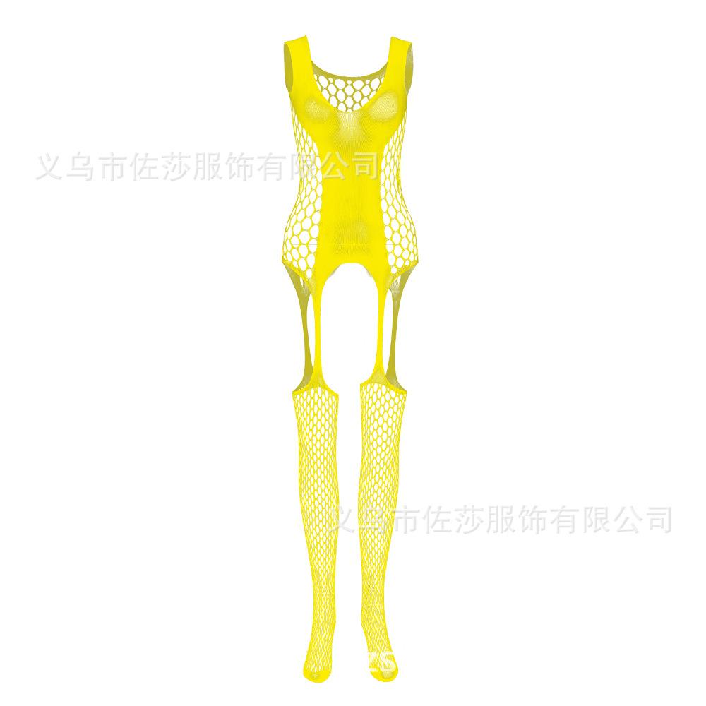 Black silk suspenders, milk leakage sex stockings, transparent hollow pajamas, neck-hanging tights, net clothes, tone