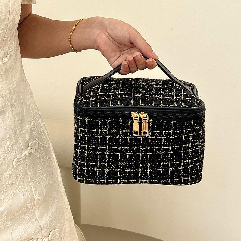 

Однотонная холщовая косметичка, портативная, большой емкости, устойчивая к грязи, для хранения косметики, для стирки и путешествий чёрный