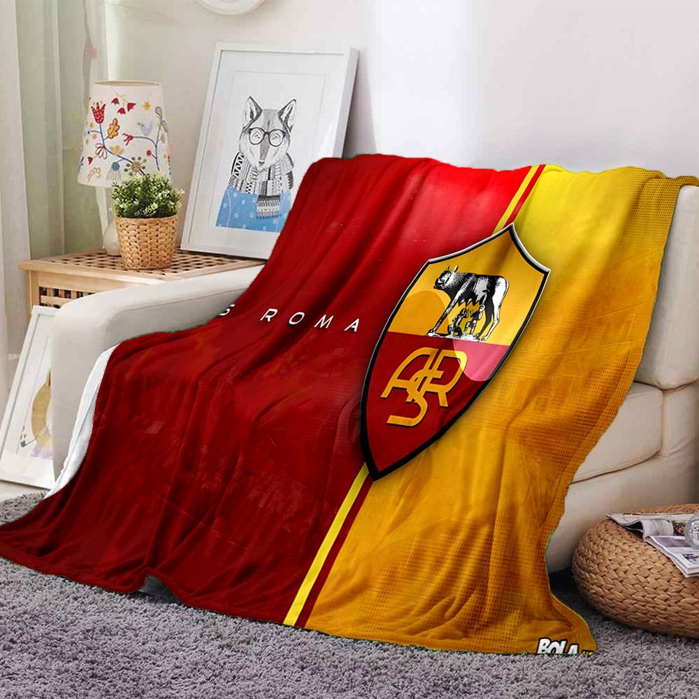 Coperta in Flanella con Stemma AS Roma, Poliestere Morbido, Design Moderno, Per Tutte le Stagioni, per Campeggio, Viaggi, Regali per Feste o Compleanni