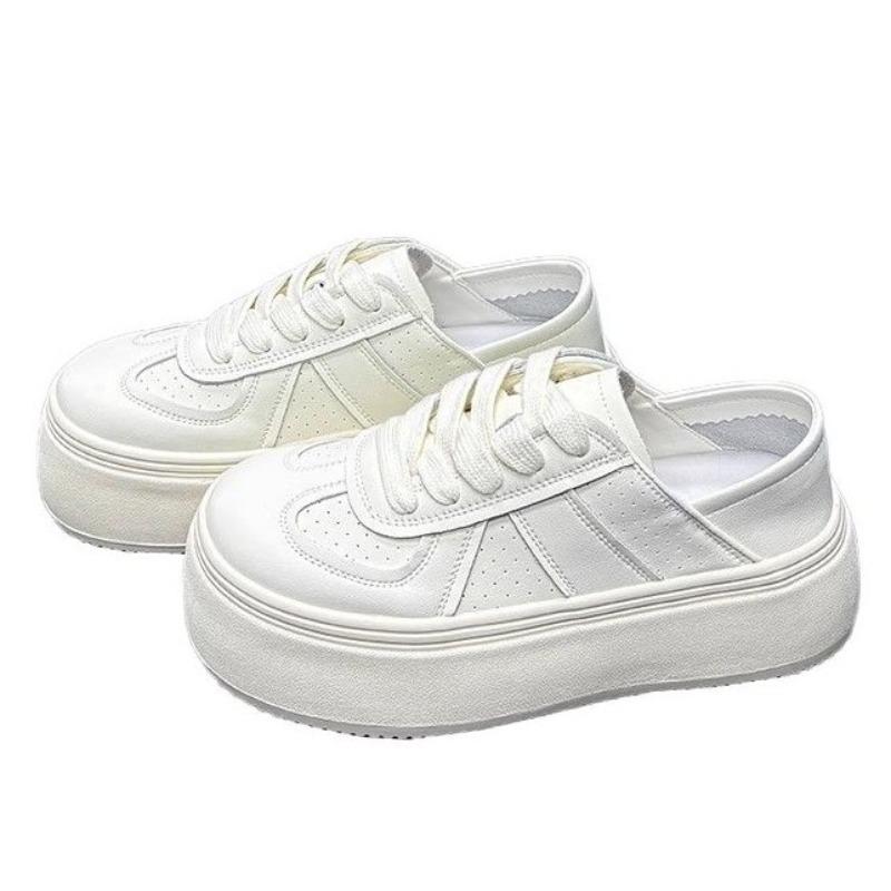 Cowhide version thick-soled heightening little white shoes children's versatile board shoes spring and summer new two-wear casual single shoes