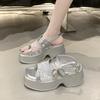 Mode 2025 Neue modische und vielseitige Keilsandalen Damen Plateau Schuhe High Heels Klobig Absatz Sommer Keilsandalen