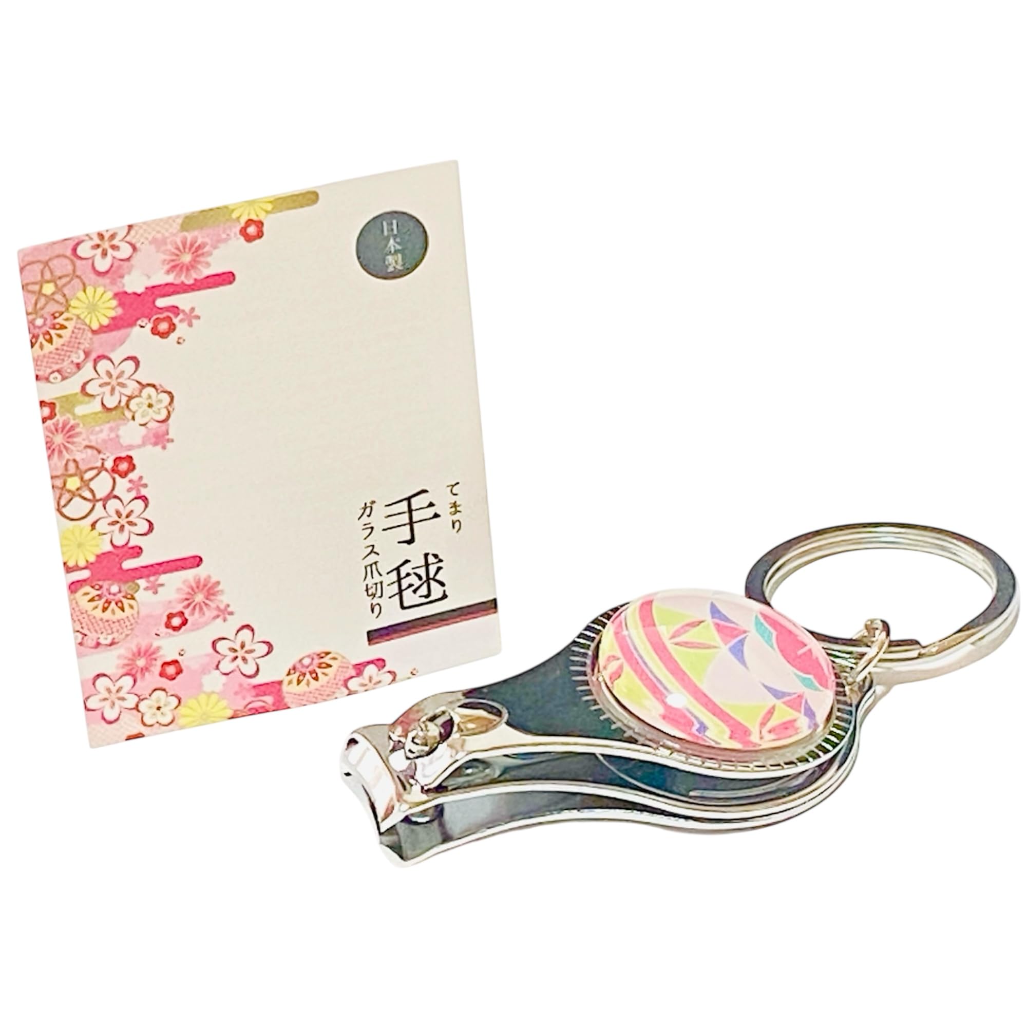 

in Nail Clippers with TEMARI Pattern and Keychain Compact W32 x H90 x Cute Japanese Nail Small Gift [Made Japan] (Japanese Handball) - (approx. D14mm)