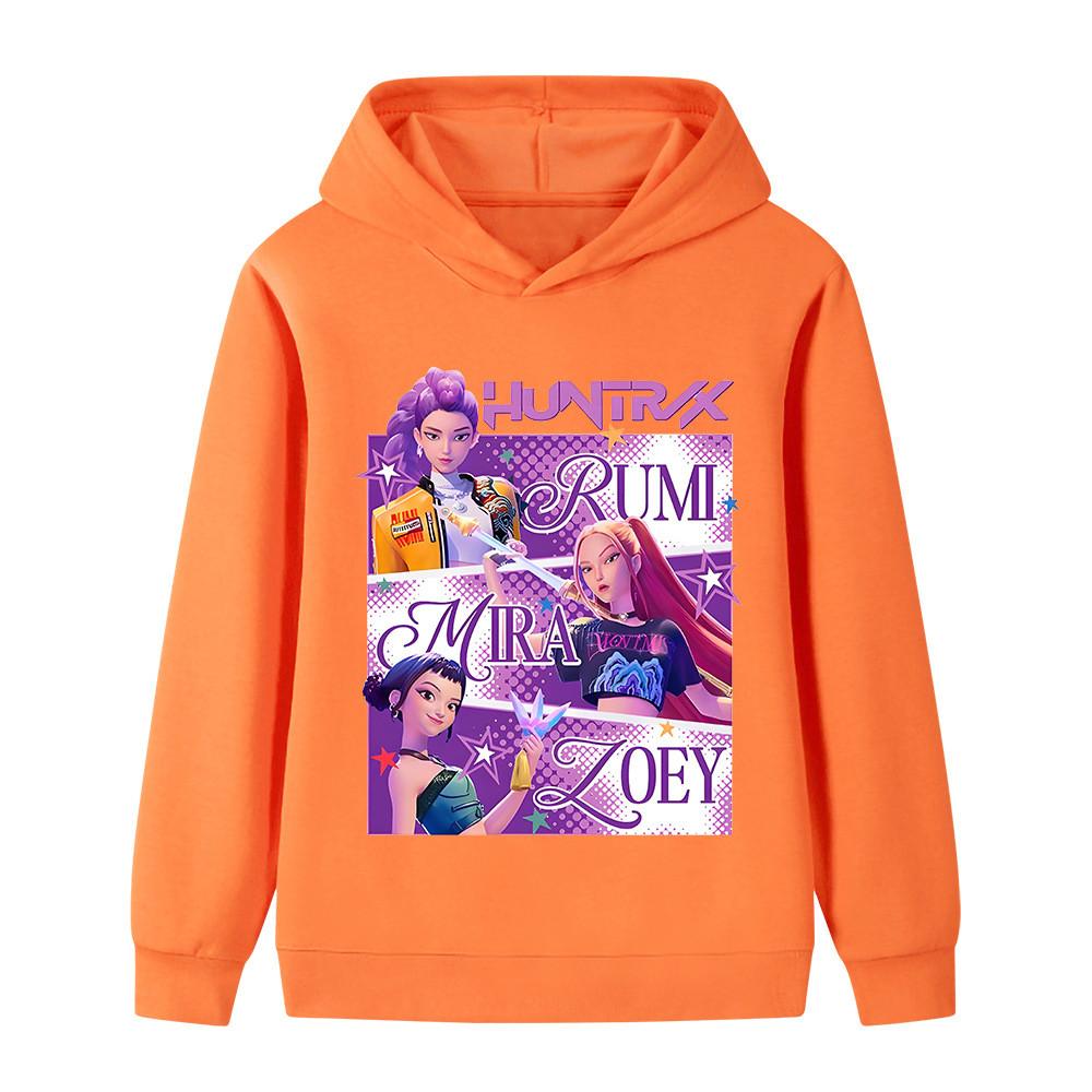 B1199 Kids Boys Girls Kpop Rumi Zoey Mira Print Long Sleeves Hoodie
