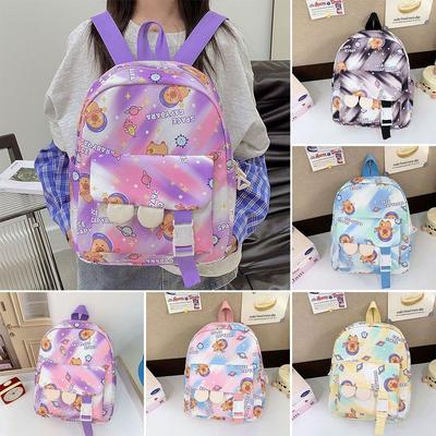 Cartoon Nylon School Bags Capybara Large Capacity Backpack Travel Shoulders Knapsack Children