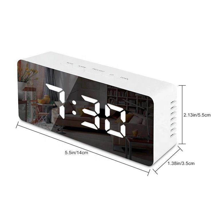 Mirror Desk Clock Watch Digital Alarm Clock LED Backlight Thermometer Display Table Clock Reloj Despertador