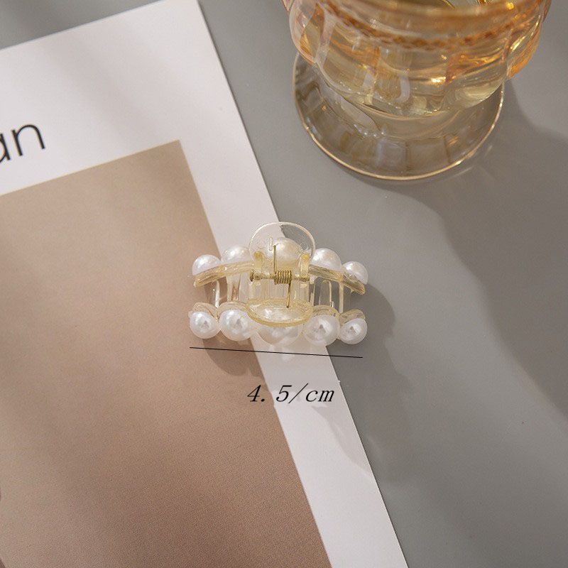 

Half-Up Hair Metal Small Side Hair Clip Imitation Pearl Texture Elegant Back of the Head Shark Clip Hair Accessory