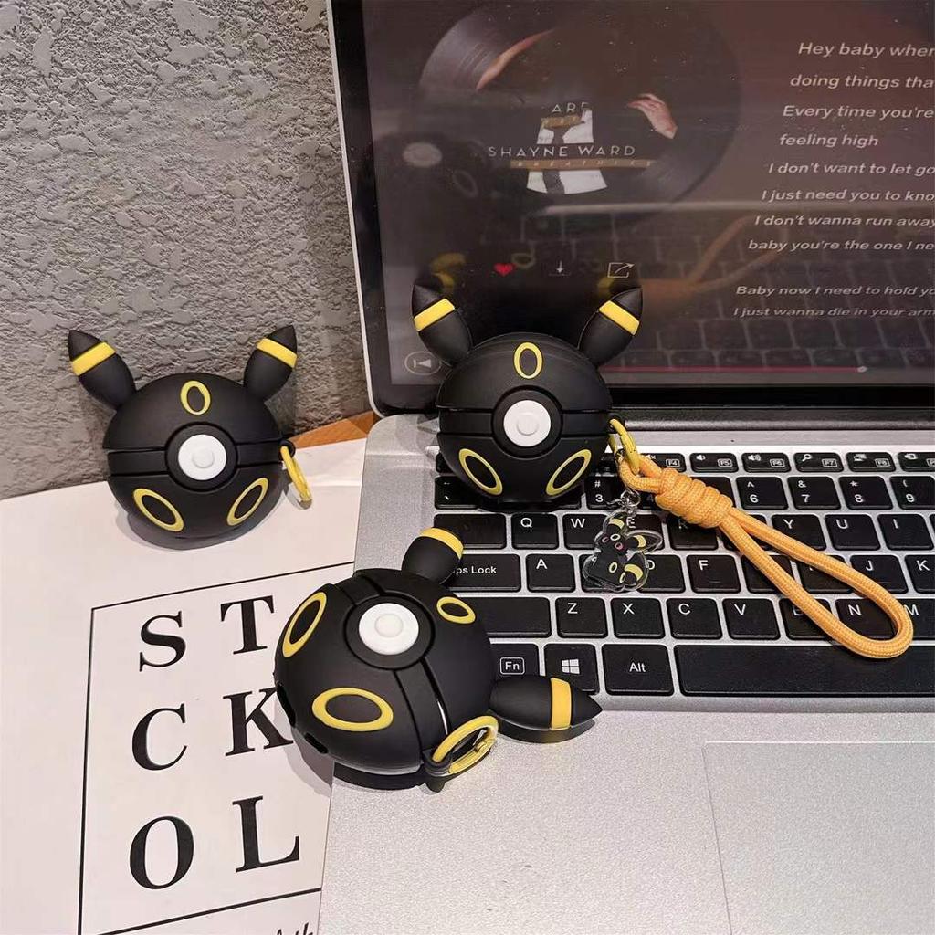 For AirPods 4 3 2 1 Pro 2 AirPods Pro3 New Case Cute Cartoon 3D Black Cover With Strap Earphone Protective Sleeve