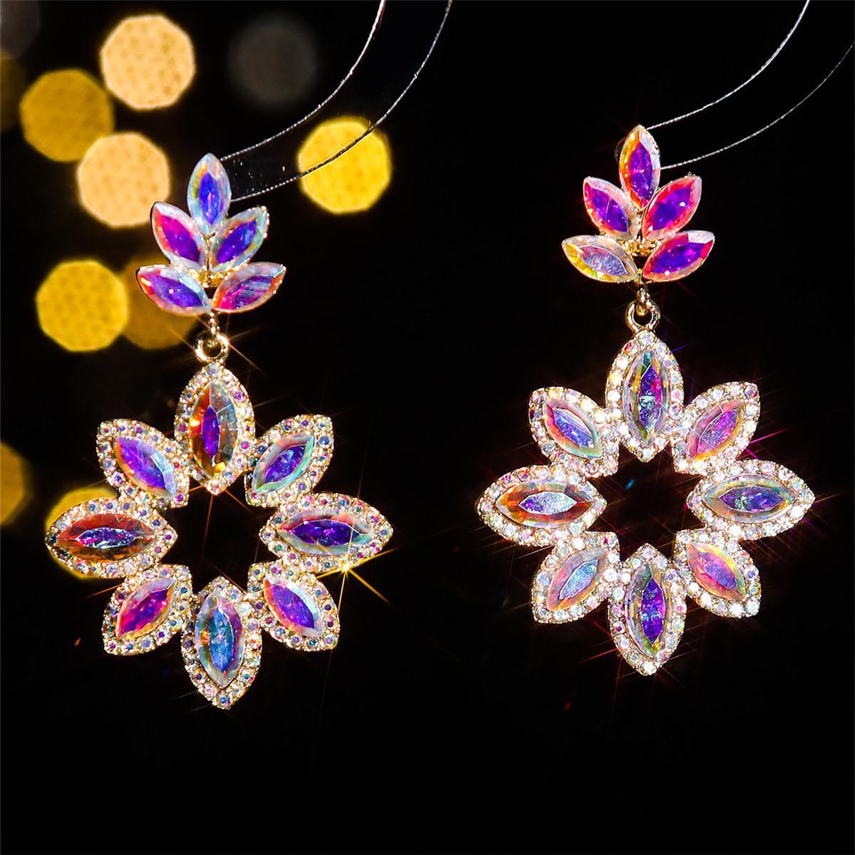 

Европейская и американская мода Серьги-пусеты в виде цветка со стразами для женщин