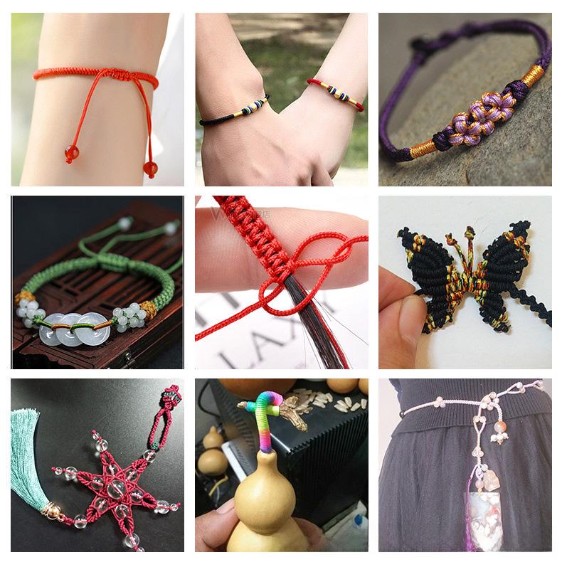 Jade Line Ne. 72: 50m Ručně tkaná DIY Korálková červená šňůra pro výrobu šperků