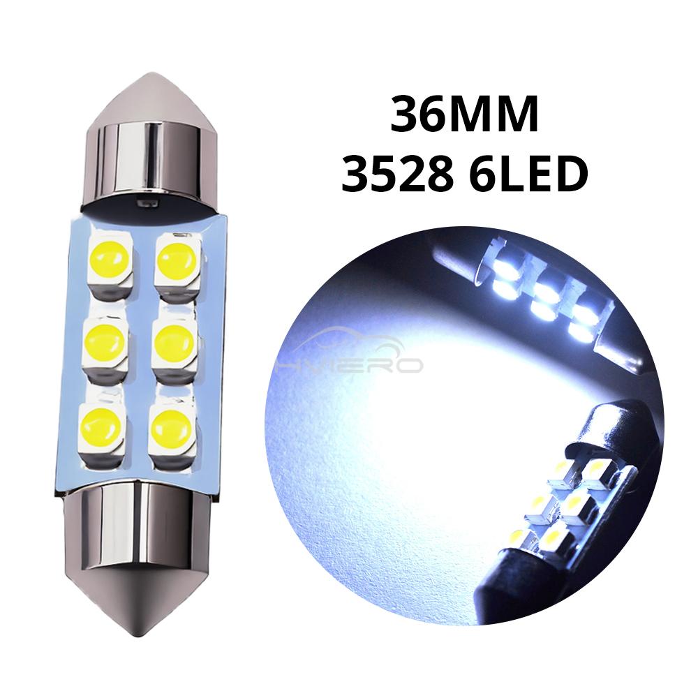 10X Car Led 3528 1210 White 6SMD LED Bulb 6500k Super Bright for Reading Dome Festoon Lamp Trunk License Plate Interior Lighting