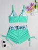 Print Top Two Piece High Waist Drawstring Boyshorts Bikini Set Elegant
