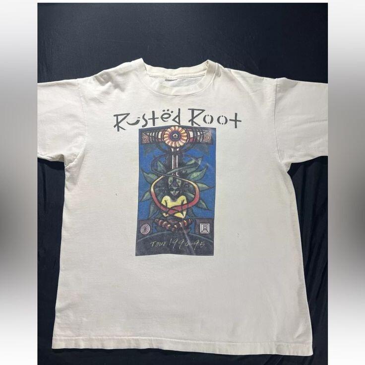 Винтажная футболка Rusted Root 90-х Размер XL Концертный тур группы Унисекс L
