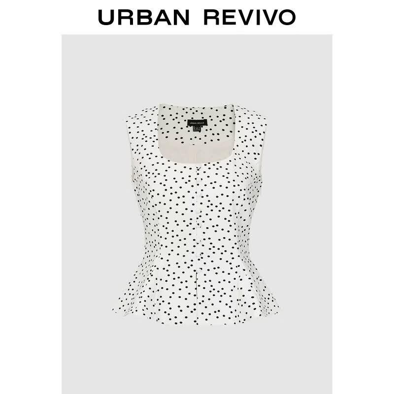 Women s Retro Polka Dot Sleeveless Blouse M