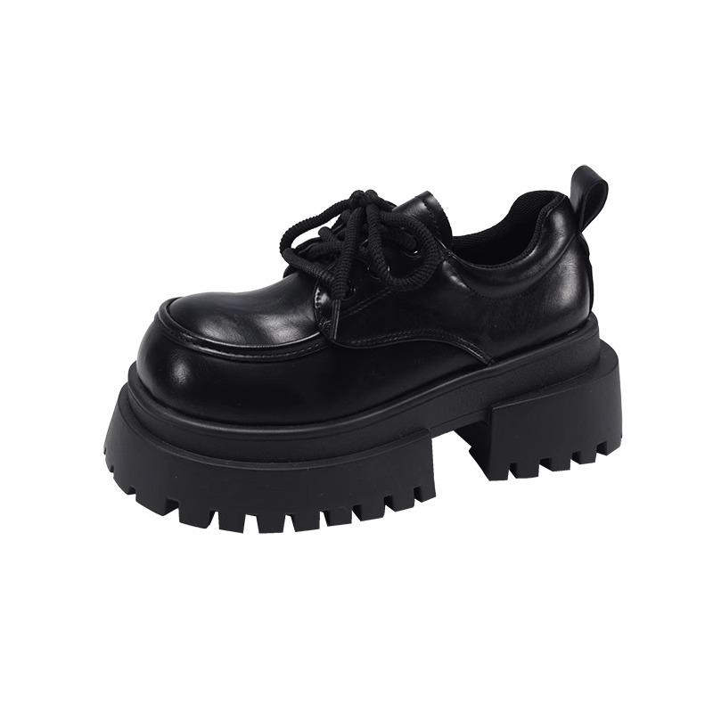 Small Leather Shoes Women's British Style 2025 New Spring Versatile Muffin Platform Soles Japanese Students Lace-up Retro Single Shoes